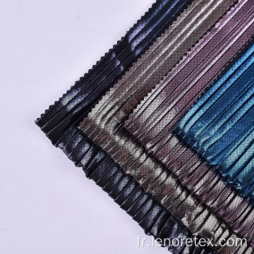 Tissu plissé d&#39;impression de feuille de couleur de dégradé tricoté par polyester